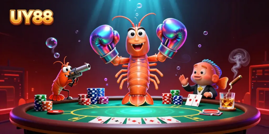 Engage with UY88's vibrant casino scene showcasing poker excitement and camaraderie.