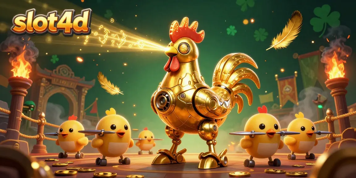 Topup game dengan slot4d, robot ayam emas futuristik dan drone anak ayam membuat permainan lebih menarik.