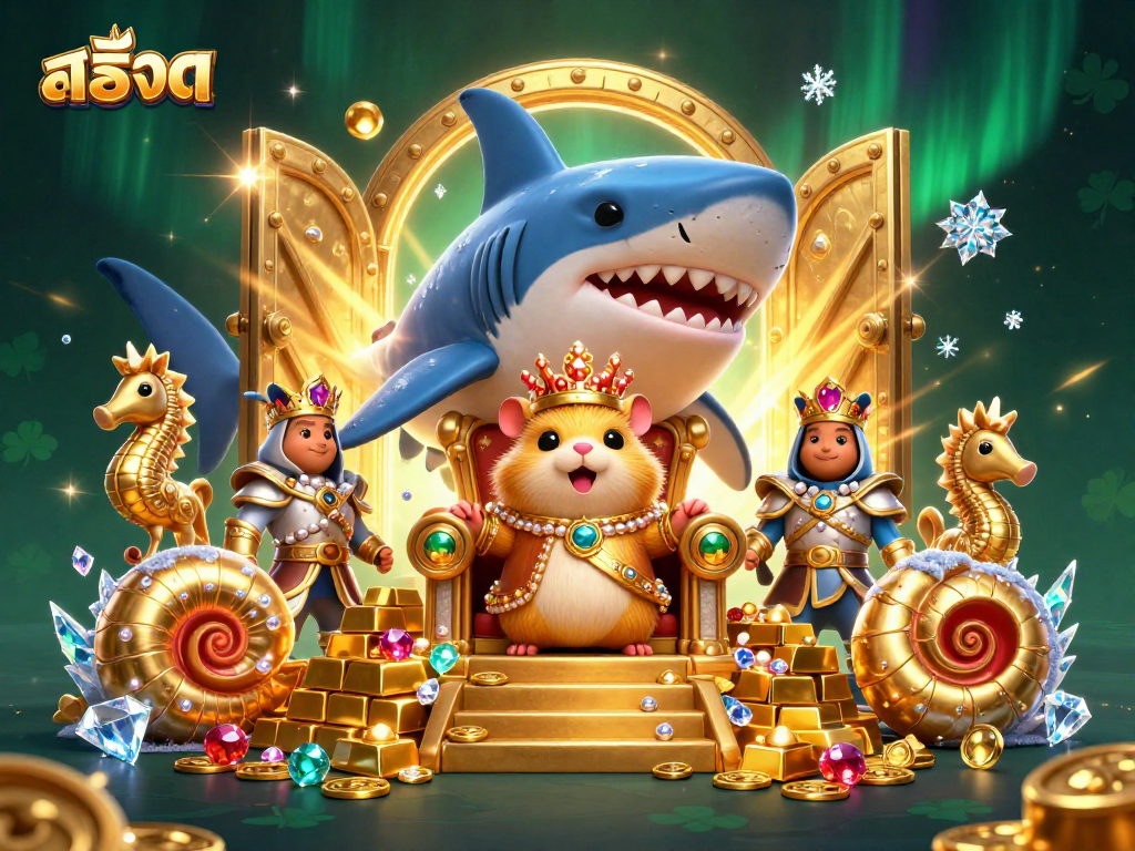 Spin the reels with สล็อต treasures and gems in a vibrant 3D casino scene