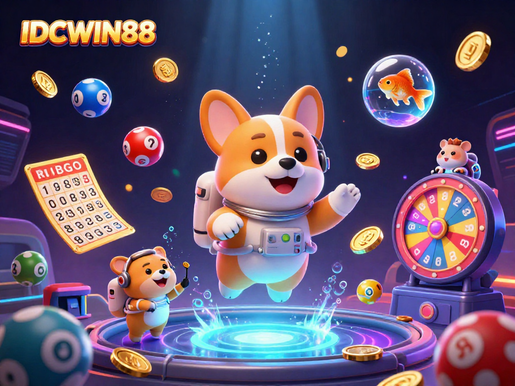 Engage in thrilling casino adventures with IDCWIN88, featuring exciting lottery elements and vibrant characters.