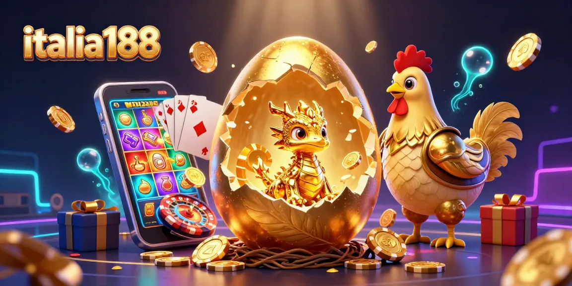 Permainan slot italia188 dengan naga emas dan telur raksasa, tampak penuh aksi dan warna.