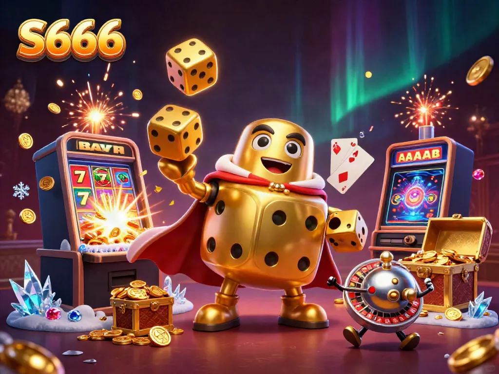 S666 offers a dynamic and thrilling casino experience with golden dice and jackpot excitement in a vibrant setting.
