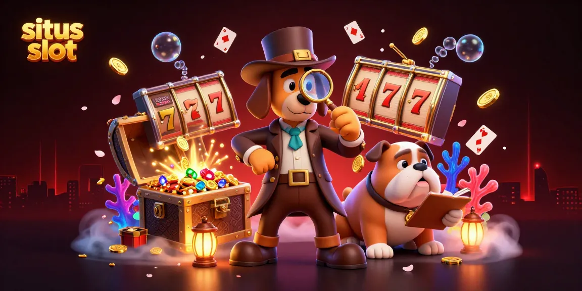 Menangkan permainan situs slot dengan penyelidikan karakter detektif dan petunjuk chip poker emas.