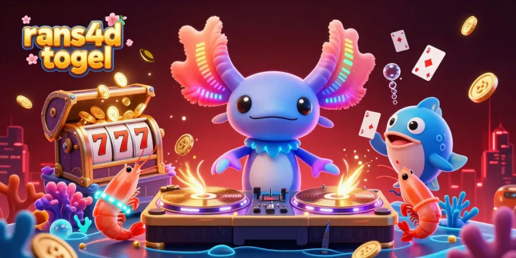 Rasakan kegembiraan bermain rans4d togel dengan DJ axolotl neon dan keajaiban slot 4D.