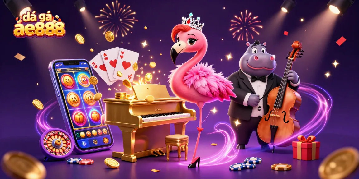 Experience the thrill of đá gà ae888 with vibrant characters and animated casino elements.