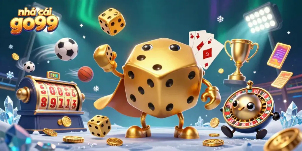 Engage with the nhà cái go99 experience through a vibrant 3D casino scene featuring dynamic gaming elements.