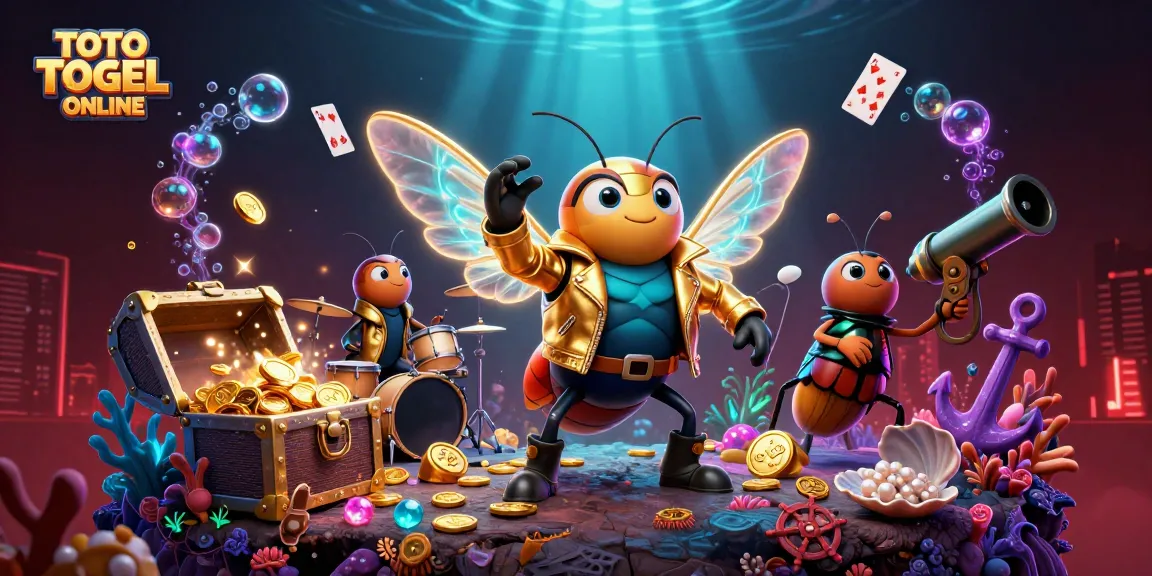 Menghasilkan peluang menang dengan TOTO TOGEL ONLINE yang dikelilingi harta karun, kartu bermain, dan elemen kasino yang menarik.