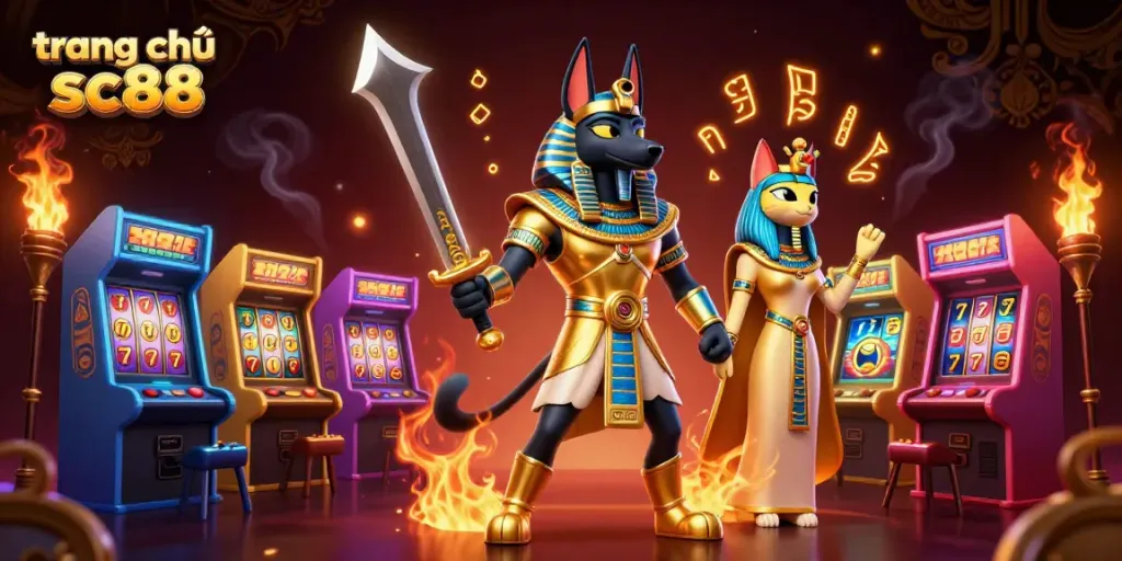 Experience thrilling gameplay on trang chủ sc88 with vibrant slot reels and captivating gaming characters.