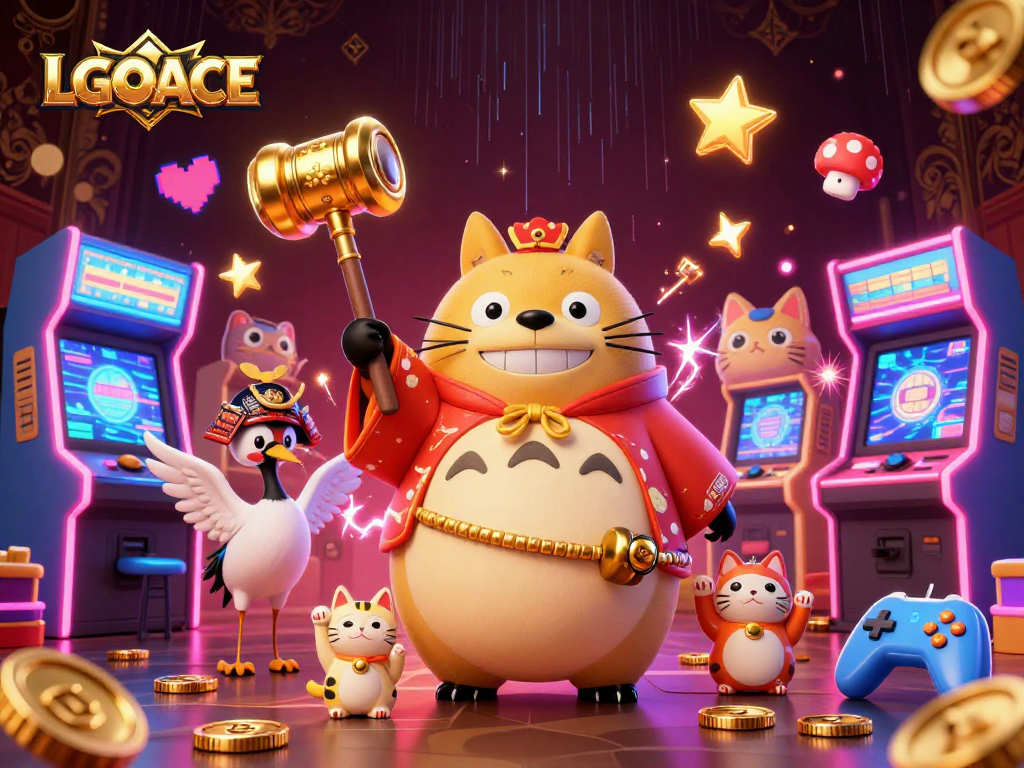 LGOACE showcases vibrant 3D cartoon characters in a lively casino atmosphere full of luck and gaming excitement.