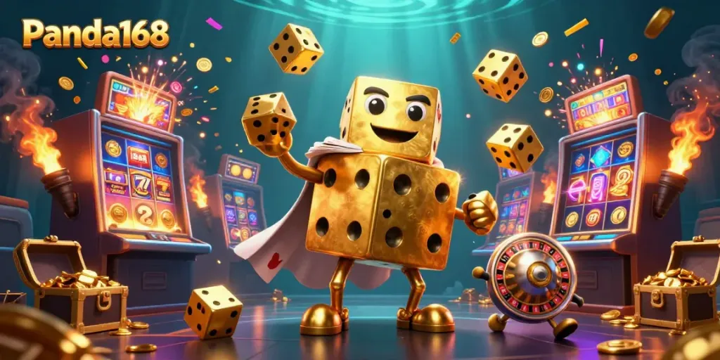 Panda168 menghadirkan dadu emas raksasa dan mesin slot spektakuler dalam permainan kasino online terbaik.