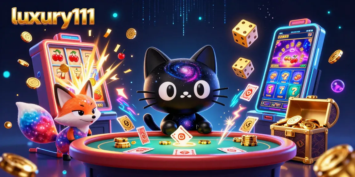 Experience the magic of luxury111 at a cosmic casino table with animated characters and dynamic game elements.