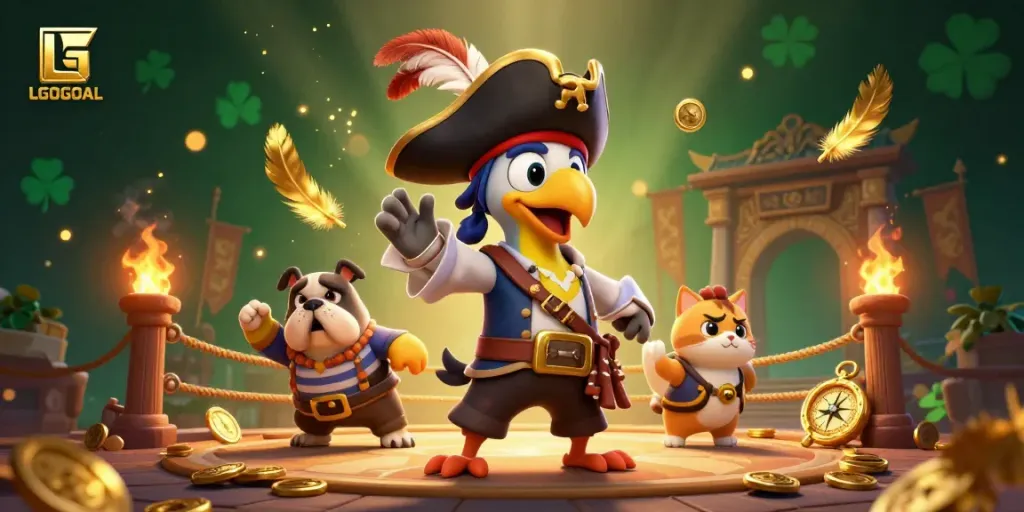 Experience thrilling gameplay with LGOGOAL, featuring vibrant characters in a dynamic casino scene.