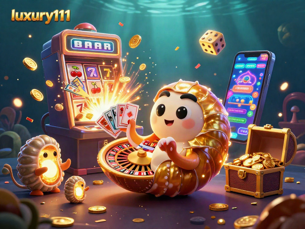 Experience luxury111 gaming with a vibrant, dynamic casino scene featuring a giant nautilus and jackpot elements.