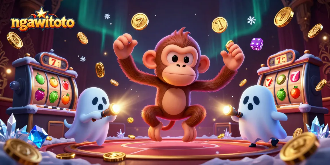 Ngawitoto menghadirkan slot dengan karakter hantu dan koin emas yang berputar di kasino.