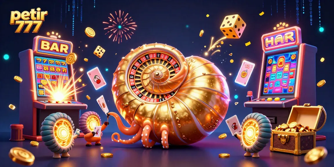 Engage with the petir 777 gaming experience featuring vibrant slot machines and a dynamic roulette wheel.