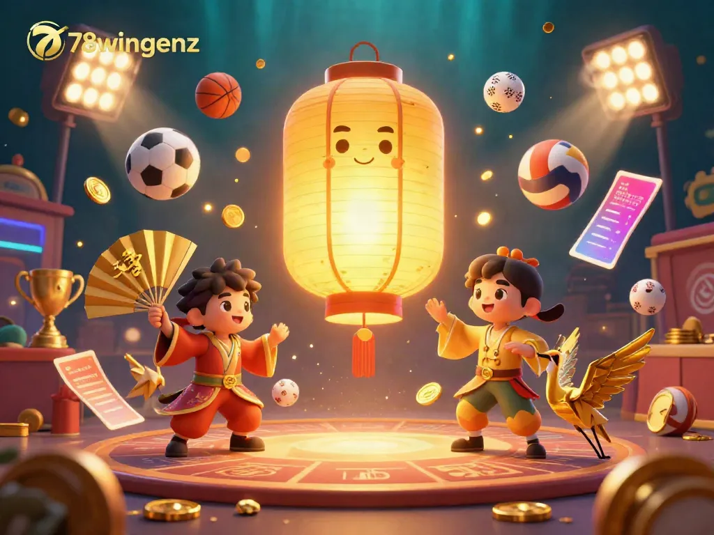 Engage in thrilling betting experiences with 78wingenz at an exciting casino market filled with vibrant characters.