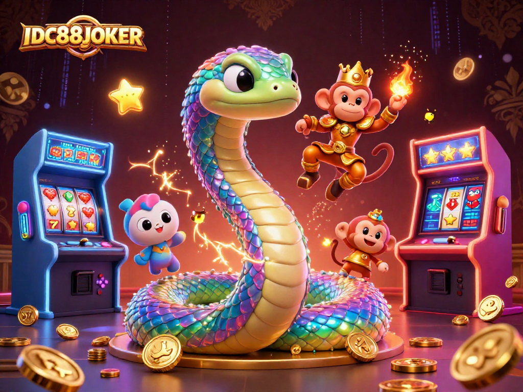 Experience the excitement of IDC88JOKER with vibrant casino visuals featuring playful characters and gaming elements.