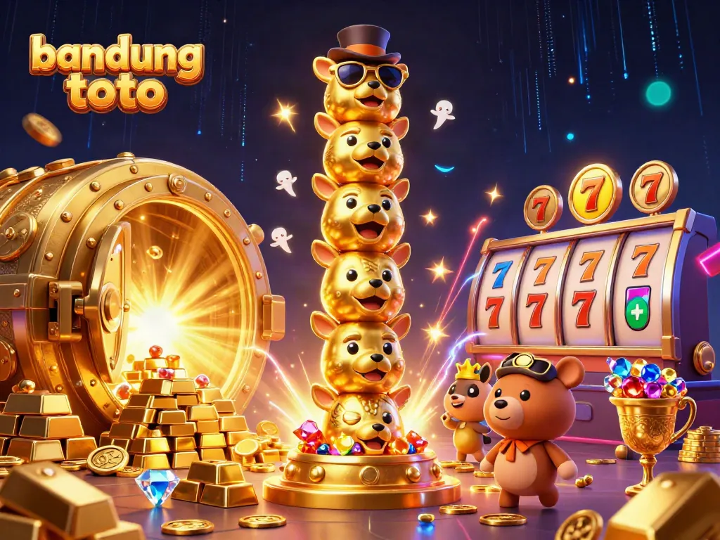 Win big with bandung toto's vibrant casino action featuring colorful totem poles and glittering treasures.