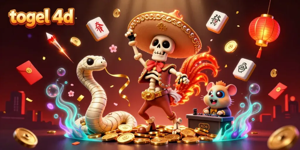 Engage with exciting togel 4d action featuring a dancing mariachi rooster, mummy snake, and DJ hamster amidst golden coins