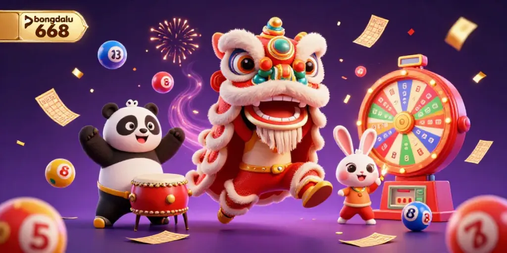 Experience the thrill of sports betting with bongdalu 668 as playful characters celebrate amidst vibrant gaming elements.