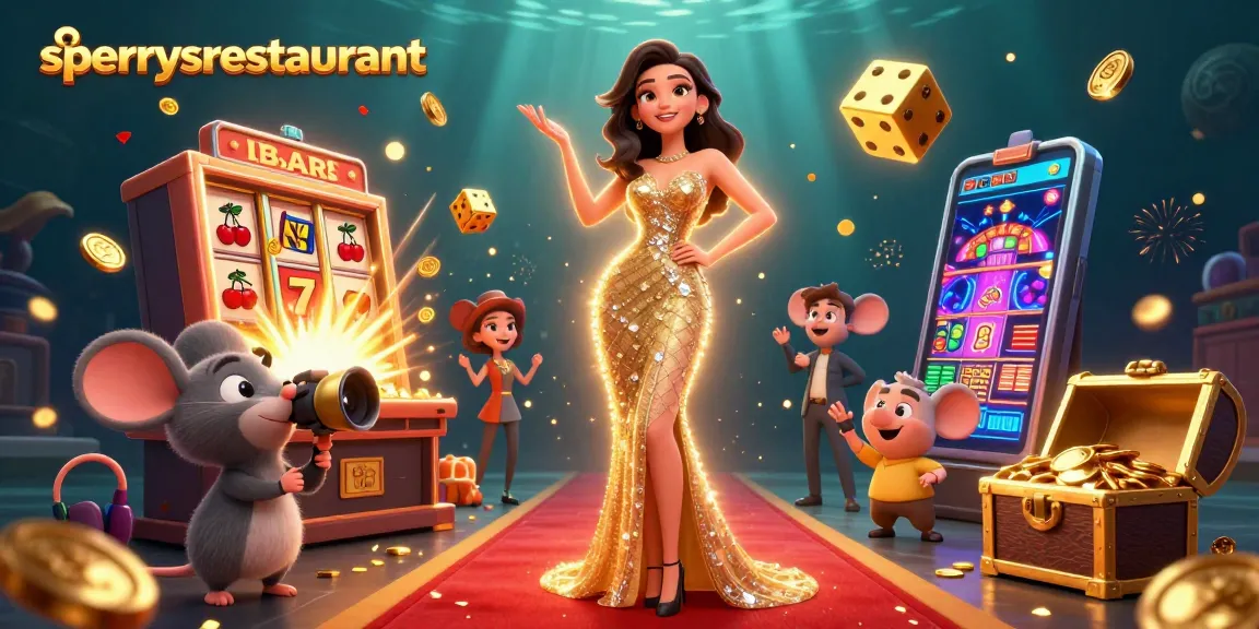 Engage in winning at sperrysrestaurant's thrilling 3D casino scene with exciting slot machines and vibrant game symbols.