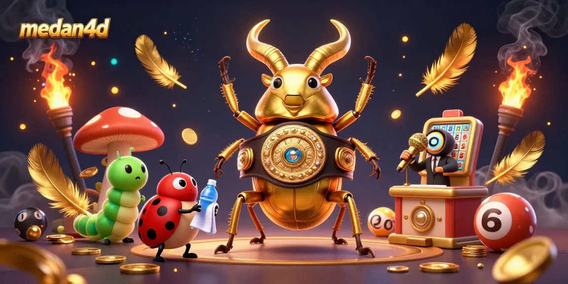 Menampilkan medan4d, gambar kartun digital dari juara tinju kepiting dengan elemen lotre yang menarik.
