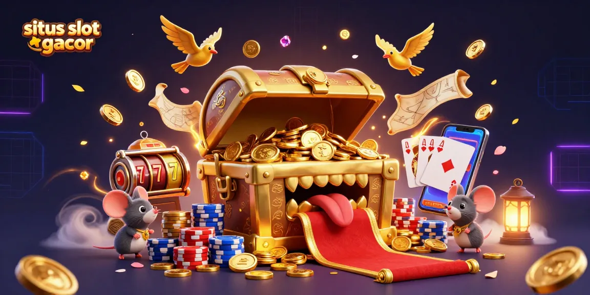 Menyaksikan situs slot gacor dengan simbol buah berlimpah dan tumpukan chip poker berwarna-warni secara mengesankan.