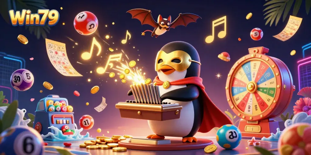 Win79 invites players to enjoy dynamic casino adventure with colorful lottery elements and golden prizes.