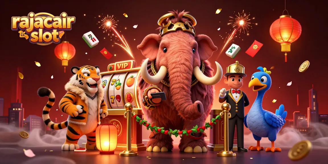 Memainkan slot di rajacair slot dengan bouncer mamut 3D dan VIP sabertooth di latar belakang kasino yang menarik.