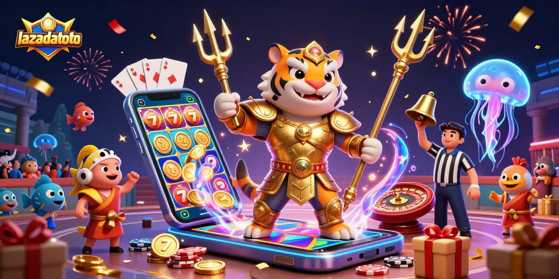 Asah kemampuan bermain lazadatoto dengan karakter ikonik dan slot game berwarna-warni.
