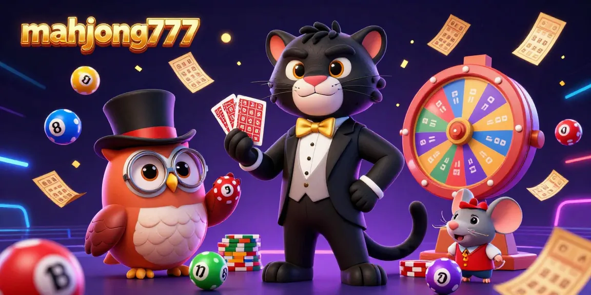 Engage in thrilling gameplay with mahjong777 as the stylish panther deals cards amid colorful casino elements.