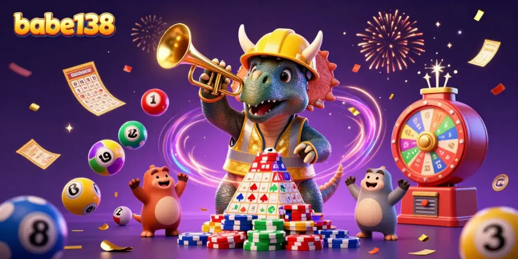 Menangkan hadiah menarik di babe138 dengan simbol slot berkilauan dan suasana ceria.