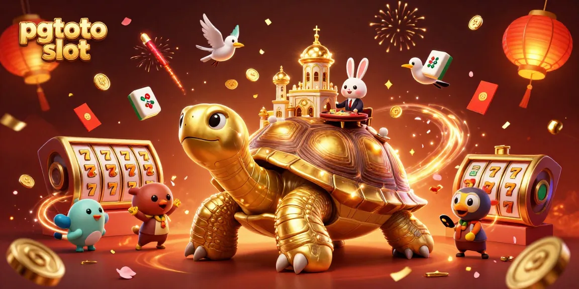 Mengakses pgtoto slot dengan dealer kelinci dan kura-kura emas 3D di tengah permainan slot online yang mewah.