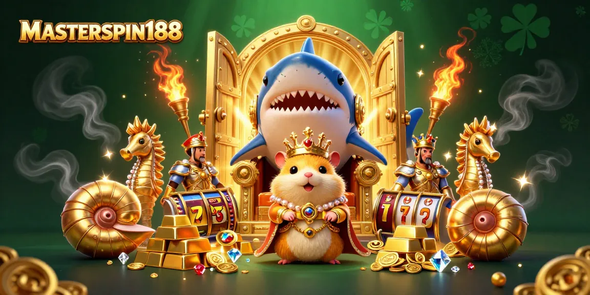 Experience thrilling jackpots at MASTERSPIN188 with the colorful casino-themed illustration!