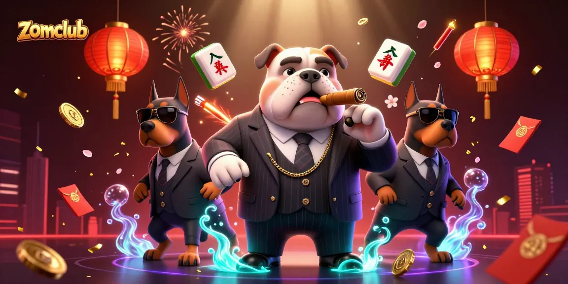 Experience thrilling action at zomclub with a vivid illustration featuring casino elements and animated 3D characters.
