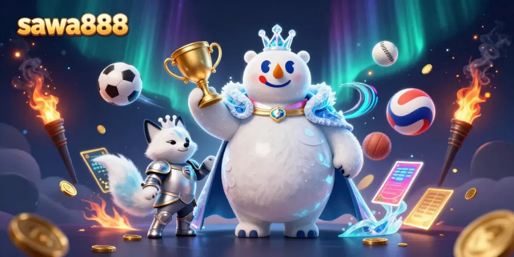 Bet on sports with sawa888 while enjoying vibrant casino-themed action and characters.